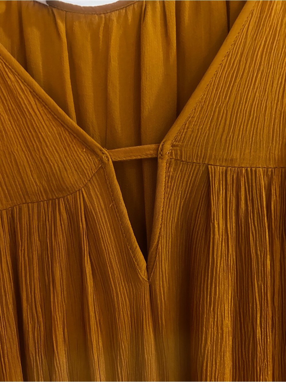 Zara Mustard Pleated V-Neck Maxi Dress - Picture 5 of 6